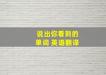 说出你看到的单词 英语翻译